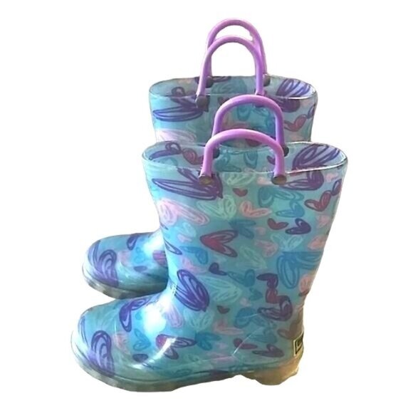 Western Chief Girls Light-Up Rain Boots With Heart Print Size 11 - Picture 5 of 10